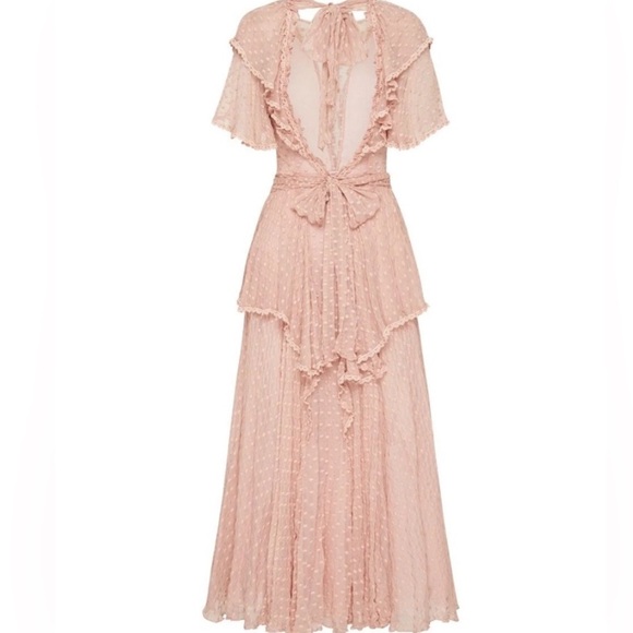 NEW 🌟ZOE SILK GOWN NWOT NEW MAXI Ruffled Dress SZ SMALL - Picture 4 of 5